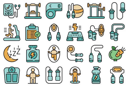 Jump rope icons set vector flat