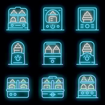 Bottle sterilizer icons set vector neon