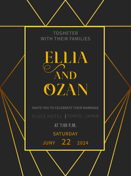 Geometry, Summer wedding invitation. Invitation card, decoration, art deco, elegant, luxury, golden vector
