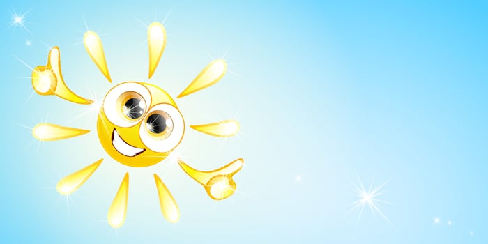 Sun character with like thumbs vector