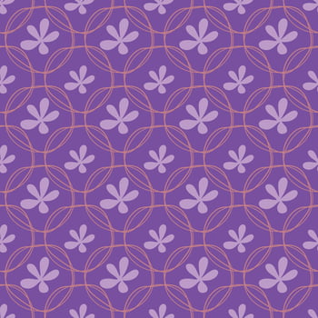 Seamless floral and circle pattern on blue background vector