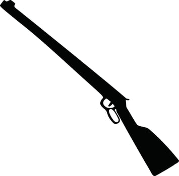 black and white linear sign, designation silhouette shotgun weapon, hand drawn illustration vector