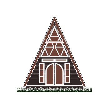 Triangular Old House Design. Villa, Hotel, Motel Or Vintage Inn Illustrations vector