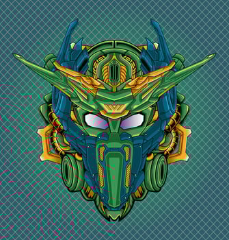 Mecha detail cyberpunk warrior robot llustration vector