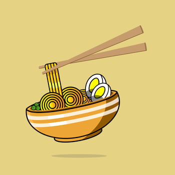 Cute ramen noodle cartoon icon illustration. vector