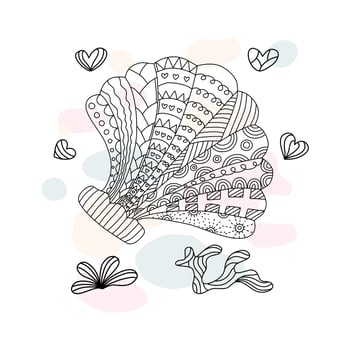 Shell pattern collection vector Designed in doodle style on a pastel background for digital printing,  clothing patterns, bag designs, fabric patterns, canvas prints, card  and more.