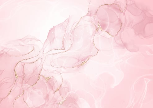 pastel pink alcohol ink background with gold glitter elements vector