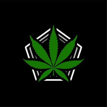Marijuana Cannabis Leaf With pentagon shape Vector Design