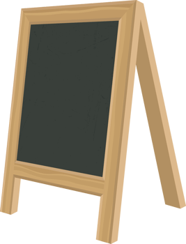 Blackboard for menu with wooden frame png illustration