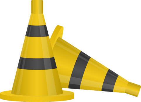Black and yellow striped traffic cone png