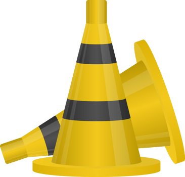 Black and yellow striped traffic cone png