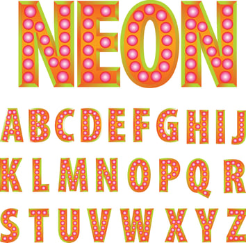 3D Neon alphabet vector