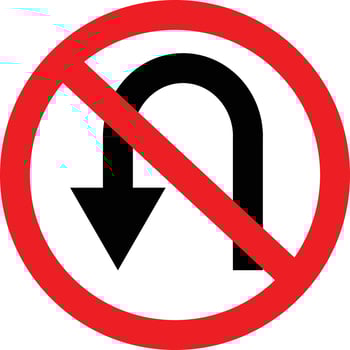 circular single white. red and black no u-turn symbol. do not u turn sign on white background. traffic sign. vector