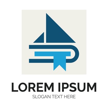 Sailing book and Boat logo design vector