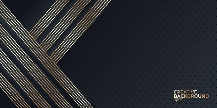 Black abstract background lines tech geometric modern dynamic shape with gold light vector illustration.