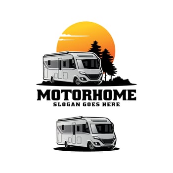 RV, motorhome camper car illustration logo vector