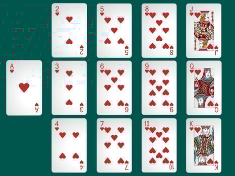 Vector poker cards red hearts shades deck for graphic design sports cards card game gambling