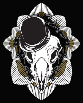 magician animal skull artwork illustration and t shirt design vector