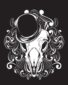 magician animal skull artwork illustration and t shirt design vector