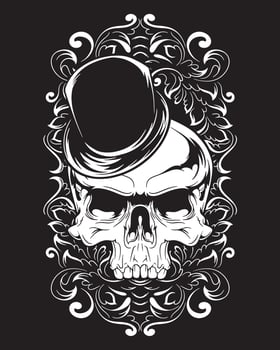 magician skull artwork illustration and t shirt design vector