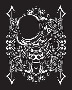 magician wild boar artwork illustration and t shirt design vector