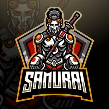 Samurai mecha esport logo mascot designPrint vector
