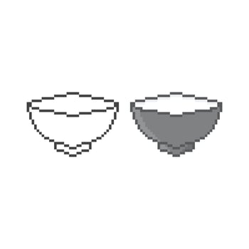 Empty bowl. Pixel art line icon vector illustration