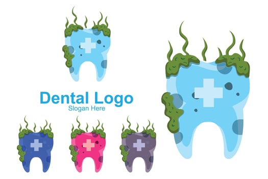 Dental Health Logo Vector, Keeping And Caring For Teeth, Design For Screen Printing, Company,Stickers,Background vector