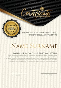 Certificate template with textured background, vector