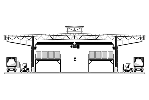Warehouse building, cross section factory ,vector illustration vector