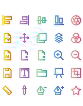 Graphic Designer Icon Set 30 isolated on white background vector