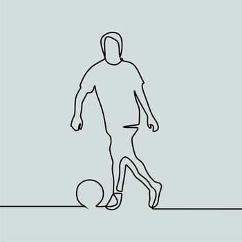 continuous line drawing on people play football vector