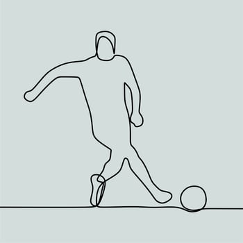 continuous line drawing on people play football vector