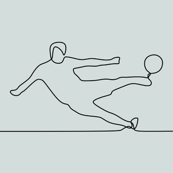 continuous line drawing on people play football vector