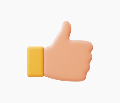 3d Realistic Thumbs Up Hand vector illustration.