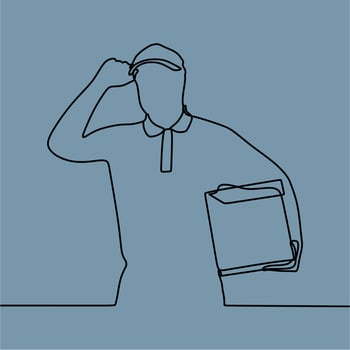 continuous line drawing on courier vector