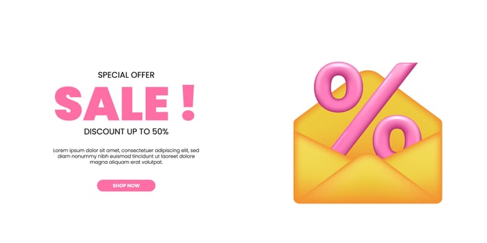 3D sale percentage special discount offer promotion template for online shopping vector