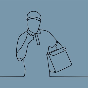 continuous line drawing on courier vector