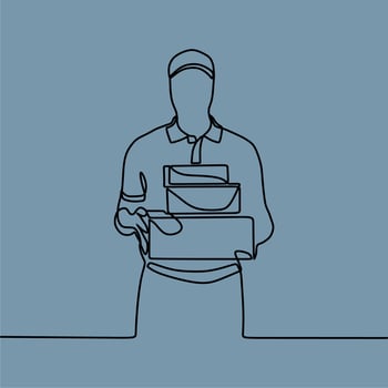 continuous line drawing on courier vector