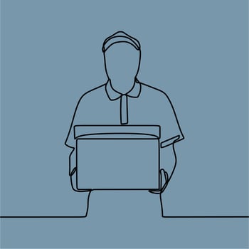 continuous line drawing on courier vector