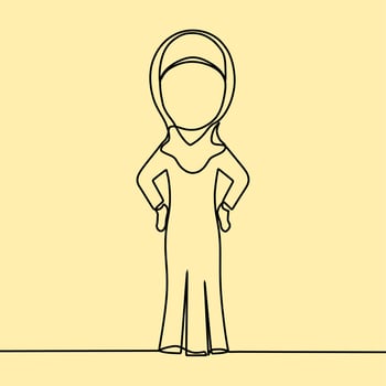 continuous line drawing on people with hijab vector