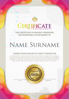 Certificate template with texture modern pattern background, vector