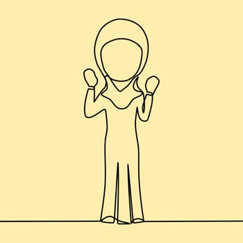 continuous line drawing on people with hijab vector