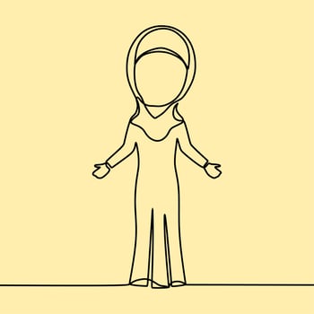 continuous line drawing on people with hijab vector