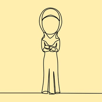 continuous line drawing on people with hijab vector