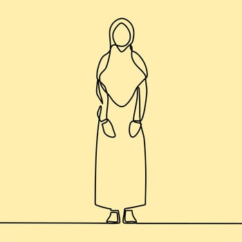 continuous line drawing on people with hijab vector