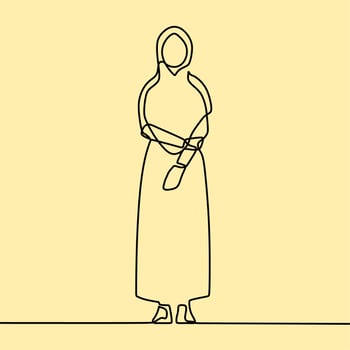 continuous line drawing on people with hijab vector