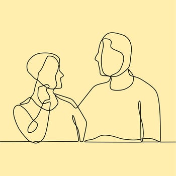 continuous line drawing on romance vector