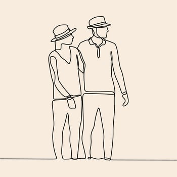 continuous line drawing on romance vector