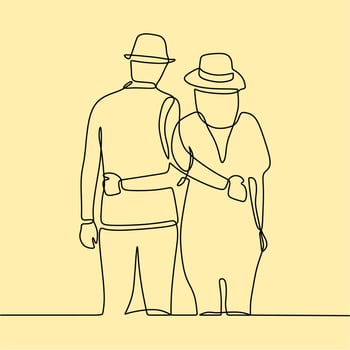 continuous line drawing on romance vector